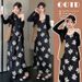 Autumn New Korean Fashion Satin Strap Printed Two-Piece Maternity Dress_ecoleips.com
