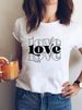Eurean And American Cross-border Foreign Trade Women's Clothing, Simple Letter Print Round-neck Short-sleeve T-shirt_ecoleips.com