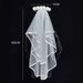 Double Layer Floral Veil With Handmade White Roses – Elegant Bridal Hairpiece For Wedding & Photography (Korean-Style)_ecoleips.com