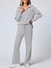 European And American 2024 Autumn Winter Fashion Casual Sports Long Sleeve V-neck Sweatshirt Wide-leg Pants_ecoleips.com