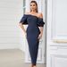 Women's Clothing Sexy Hip Dress Irregular Pleated Shoulder Sleeves Temperament Female Dress_ecoleips.com