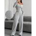 Women's Autumn Winter High-Neck Knit Sweater & Lounge Pants Set – Soft Polyester-Spandex Blend, Loose Fit, Casual Elegance_ecoleips.com
