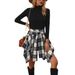 Fashionable Irregular Plaid Mini Skirt with Tie Detail European And American Style Hot Selling 2024 Independent Website Exclusive_ecoleips.com