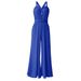 Women's Multi-Way Wrap V-Neck Wide Leg Jumpsuit, Sleeveless Tie Waist Casual Formal Romper_ecoleips.com