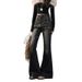 In-stock Foreign Trade Cross-border Vintage Rhinestone Flared Jeans For Women, 2026 New Model, High-waisted, Stretchy,_ecoleips.com