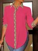 Women's Elegant Versatile Plaid Patchwork Long Sleeved Shirt Top For Business Casual Occasions_ecoleips.com