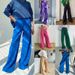 Women's Clothing Wide Leg High Waist Suit Pants Casual Slim Straight Floor Length Pants_ecoleips.com