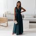 Elegant V-Neck Solid Color Maxi Dress – Women’s Spring & Summer Evening Gown_ecoleips.com