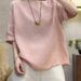 Casual And Elegant Cotton And Linen, Simple And Stylish, Half-Sleeved And Short-Sleeved Top, Summer Solid Color, Artisti_ecoleips.com