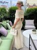 Hugcitar Slash Neck Solid Short Sleeve Patchwork Mesh Ruched Sexy Maxi Dress See Through Women Elegant Outfits Party Holiday_ecoleips.com