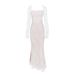 European And American Style Women's Autumn New Lace Shawl Strap Two-Piece Set Elegant Long Sleeve Mermaid Dress_ecoleips.com