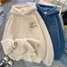 Women's Clothing Fleece Hoodie – Oversized Cozy Pullover With Hood, Soft Sherpa Lining, Trendy Streetwear For Fall & Winter (Apricot, Blue)_ecoleips.com