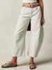 K Casual Loose Mid Waist Tube Shaped Women's Jeans. No Belt Or Other Accessories_ecoleips.com
