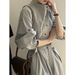 Yanshuang French Style Shirt Autumn Loose Pullover Belt Lazy Elegant Long Dress 82593_ecoleips.com