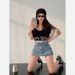Petite Women's Summer 2025 New Slim Fit Hip-Wrapped Anti-Exposure Denim Short Skirt Trendy_ecoleips.com