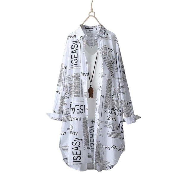 Mid-Length Women's Shirt With Artistic And Fashionable Design, Letter Print Loose And Versatile Cardigan_ecoleips.com