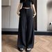 Classic Vintage Style Wide-Leg Trousers For Men & Women – High Waist Loose Fit Casual Pants With Stretch, Polyester Blend, Black/Khaki/Gray_ecoleips.com