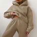 2026 New Cross-Border European And American Women's Casual Sports Style Solid Color Thickened Hooded Sweatshirt Fashion_ecoleips.com