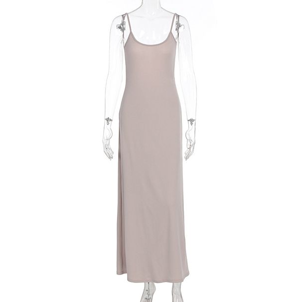 Summer New Arrival Women Sexy Backless Spaghetti Strap Long Dress Fashion Slim Fitted Casual Daily Party Beach Maxi Sundress_ecoleips.com
