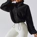 Women’s Clothing Plush Yoga Sports Jacket Women's Double Sided Austrian Fleece Stand Up Collar Top Loose Warm Outdoor Fitness Casual Jacket_ecoleips.com