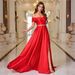 Women's clothing fashion solid color temperament elegant tube top wedding toast dress evening dress _ecoleips.com