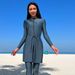Women's Clothing New Muslim Conservative Solid Color Long Sleeved Trousers Sun Protection Beach Swimwear Three Piece Swimsuit_ecoleips.com