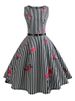 Vintage Music Note Print Pleated Dress Women Summer Vintage 50s 60s Retro Hepburn Big Swing Robe Party Dresses Sexy_ecoleips.com