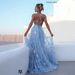 Women's Glitter High-Waisted Long Dress – Stretchy Polyester A-Line Formal Gown For Parties & Evening Events (Blue, S-Xl)_ecoleips.com