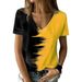 Aria Basics Aria Basics 2022 Summer European American Plus Size Clothing, Color-Block Top, New V-Neck Short-Sleeve Women's T-Shirt For_ecoleips.com