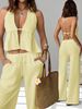 Women's Halter Neck Strap Vest Set Backless Sleeveless Spring/Summer Sexy Cross Border European American Style Clothing_ecoleips.com