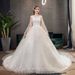 Women's Clothing Elegant French Starry A-Line Wedding Dress With Long Train – Romantic Deep V-Neck Corset Bridal Gown For Plus Size_ecoleips.com