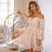 New Women's Elegant Off-Shoulder Long Sleeve Sequin Dress For Evening Parties Women's Clothing Dress_ecoleips.com