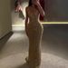 Glitter Halter Neck Party Dress For Women - Elegant Long Sleeveless Bodycon Dress With Slit, Stretchy Waist, Perfect For Vacation, Beach, Date Night_ecoleips.com