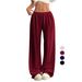 American Style Women's Loose Casual Drawstring Sports Wide Leg Yoga Pants Flared Pants Boutique Clothing_ecoleips.com