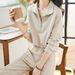 "Women's Casual Polo Collar Tracksuit Set Relaxed Fit Long Sleeve Top & Elastic Waist Pants Autumn Winter Outfit"_ecoleips.com