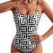 Women's Clothing Style One Piece Swimsuit Triangle Print Double Shoulder Swimwear For Women Available In Multiple Colors_ecoleips.com