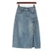 New Mid-Length Slimming Side Slit Denim 2025 Summer Thin High-Waisted Half Skirt_ecoleips.com