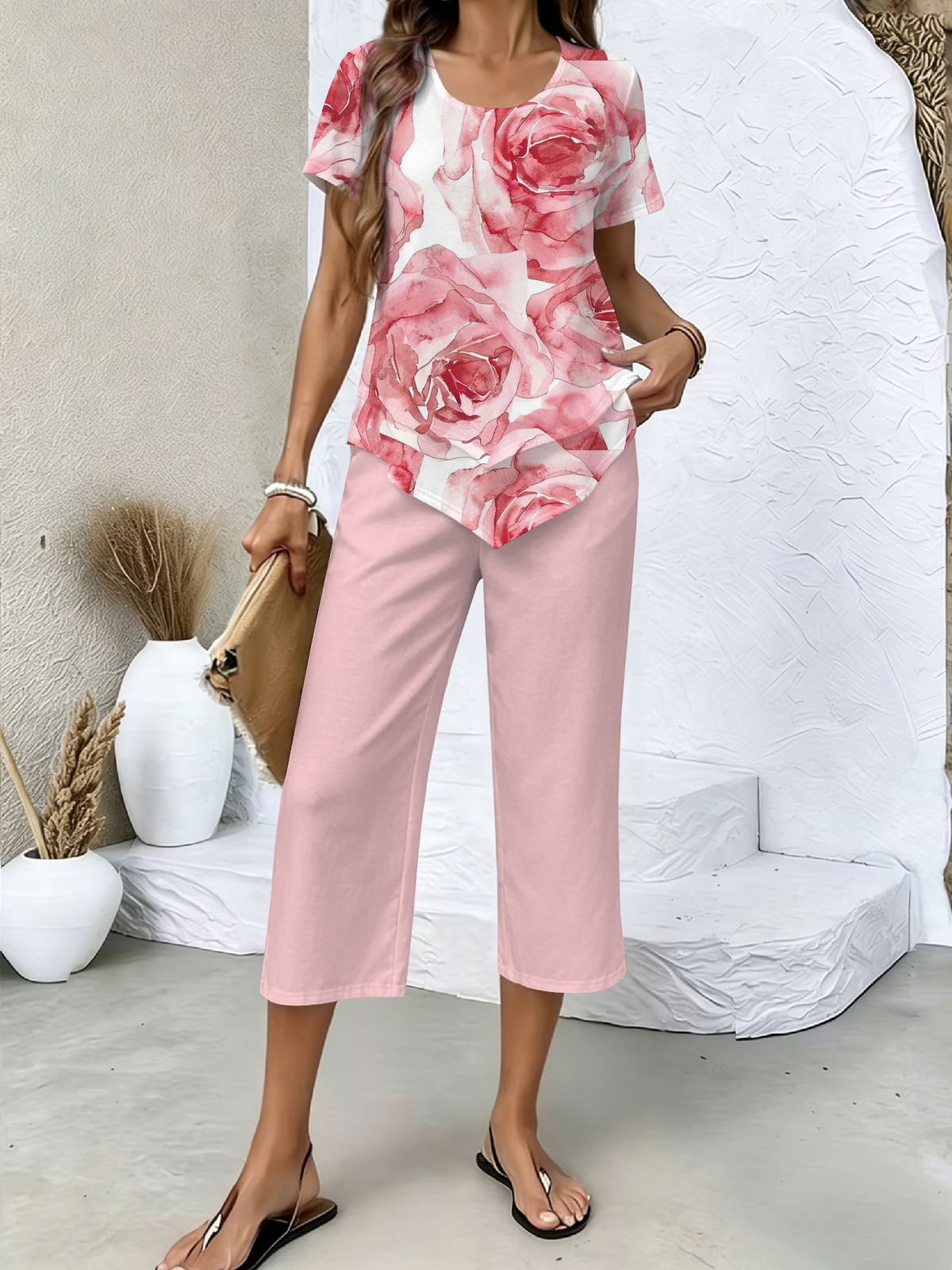 New Women's 3D Digital Tie Dye Print Set Short Sleeve Loose Fit Casual And Stylish Style_ecoleips.com