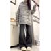 Black And Gray Non-tight Jeans Women, New Plus-size High-waisted, Hip-covering, Drapey, Slightly Flared Wide-leg Pants_ecoleips.com
