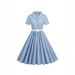 Women's Polka Dot Patchwork Belt Short Sleeved Dress Hepburn Retro French Style Skirt European And American Style New 2025_ecoleips.com