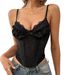 Women's Clothing Sexy Mesh Splicing Fishbone Vest Slim Fit Pleated Chest Shaping Waist Suspenders Inner Top_ecoleips.com