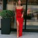 Summer New Women's Slim Fit Open Back Sexy Split Dress With One Line Neck Strap_ecoleips.com