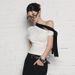 Summer Asymmetrical One-Shoulder Women's T-Shirt Color Block Ribbon Detail Top European And American Style Women's Clothing_ecoleips.com