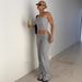 Women's Clothing Solid Color Tube Top Flared Trousers Fashionable Slim Suit_ecoleips.com