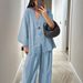 2026 New European American Independent Brand Fashionable Loose Women's V-neck Top And Wide-leg Pants Casual Set_ecoleips.com
