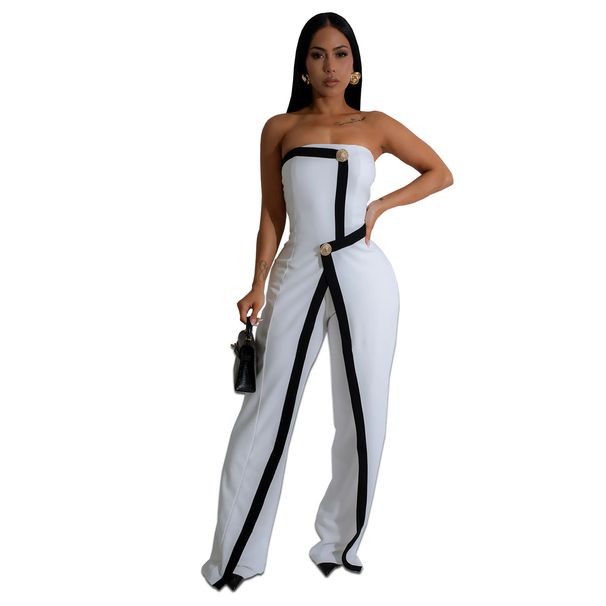 Women's Clothing Fashion Sexy Tube Top Arm Bag Backless Button Jumpsuit_ecoleips.com