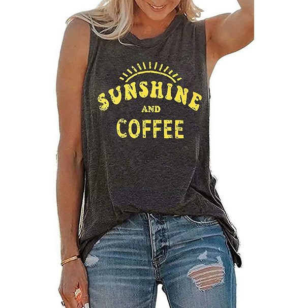 2021 New Cross-Border European And American Women's Tank Top SUNSHINE Printed Round Neck Sleeveless T-Shirt_ecoleips.com