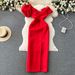 Premium High-End Women's Party Dress Summer Style Asymmetrical Neck Off-Shoulder Puff Sleeves High Waist Slit Banquet Gown_ecoleips.com