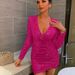 2025 European And American New Women's Sequined Pleated Evening Dress, Long-sleeved V-neck Sexy Nightclub_ecoleips.com