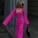 Long Flare Sleeved Maxi Floor-Length Dress Summer Solid Fashion Casual Office Lady Dresses For Women Slim Sexy Lace-up Vestidos_ecoleips.com